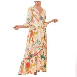 NWOT Powder Tropical Flora & Fauna Dress Coconut size small.